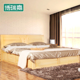 新中式全实木床松木床双人床家具 1.2/1.5/1.8米高箱床储物床婚床