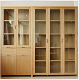水曲柳展示柜陈列柜书柜二门三门书柜组合玻璃门置物柜全实木书