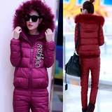 2015冬装新款女装韩版羽绒棉衣套装修身三件套加厚卫衣马甲外套潮