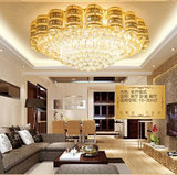 金色豪华LED客厅水晶灯大气圆形酒店别墅大厅吸顶灯1 1.2 1.5米