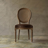 欧式餐椅皮艺餐椅 [摆设出品] 家用餐椅复古橡木实木餐椅极美家具
