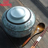 和风四季日式釉下彩餐具礼盒 手绘陶瓷6.5寸盖碗 泡面碗 汤碗包邮