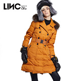 LINC/金羽杰2014新款中长款羽绒服女时尚收腰修身保暖服 183901