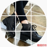 2016春季新款马丁靴短靴韩版圆头粗跟中跟女鞋短筒系带学生女靴子