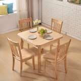 现代简约小户型伸缩餐桌正方形实木餐桌椅组合4人6人折叠橡木饭桌