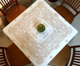 包邮特价正方PVC蕾丝欧式烫金防油防水免洗桌布台布半透明餐桌布