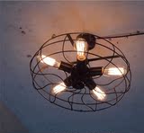 复古美式乡村工业创意个性餐厅灯阳台欧式复古电风扇吸顶灯