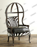 北美风格实木高背太空椅欧式雕花鸟笼创意单人沙发椅会所形象椅子