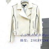 新NINE WEST玖熙专柜正品代购米白色短款机车夹克羊皮衣原价4990