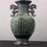 双虎壶青铜器工艺品仿古摆件花瓶现代家居装饰品青铜古董古玩包邮