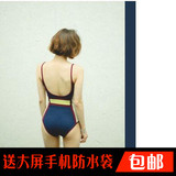 明星同款 韩国时尚露背三角连体泳衣女温泉保守泳装bikini游泳衣