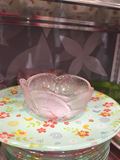 日本大创 粉红色樱花玻璃小碟子小盘子调料蘸碟深钵小碗甜品碗