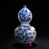 景德镇陶瓷器花瓶仿古青花葫芦 现代装饰工艺品家居客厅送礼摆件