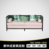 cnsiwei布艺沙发小户型客厅三人组合家具 新中式现代简约实木沙发