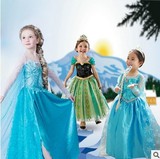 卡通动漫儿童服装迪士尼公主裙冰雪奇缘爱莎艾莎裙Elsa女童连衣裙