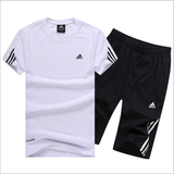 正品阿迪达斯夏季男士大码短袖短裤跑步篮球网球羽毛球运动套服