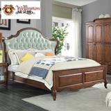 威灵顿美式全实木床欧式真皮床双人床1.8米卧室简美公主床A602-18