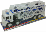 拖车玩具 惯性汽车 双层运输车 警车大号 工程车平板卡车含5小车