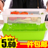 创意优质塑料超大长方形双层沥水篮 厨房洗菜篮水果盘蔬菜收纳筐