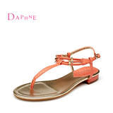 Daphne/达芙妮2015专柜正品 低跟夹趾一字扣绑带女凉鞋1015303074