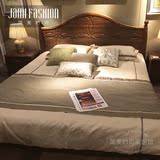 A家家具简美印象卧室系列深胡桃1.5/1.8米P010美式双人实木床