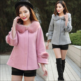 短款毛呢外套女2015冬装新款韩版女装气质毛领羊毛呢子外套厚大衣
