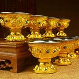 佛教用品 尼泊尔工艺/纯铜鎏金八吉祥八供杯 八供碗 供水杯净水杯