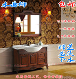 蓝惠1.2米现代中式实木浴室柜组合水曲柳洗脸盆橡木柜落地卫浴柜