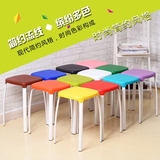 家用可叠放凳子整装方凳宜家餐桌凳塑料餐凳简易时尚圆凳彩色套凳