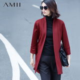 Amii女装旗舰店春新款艾米大码立领A型不对称空气层风衣外套女