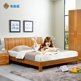 正品板式双人床 卧室中式实木边框1.5 米1.8弧形舒适靠背大床特价