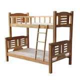 豪斯 B型原木色实木儿童上下床 组合床 扶梯子母床带护栏 宿舍床