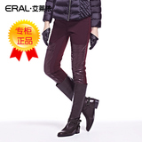 艾莱依2015冬装新款拼皮修身羽绒裤女外穿时尚保暖长裤ERAL1006D