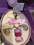 日本代购 LADUREE 15粉色黑色绿色椭圆形外壳马卡龙钥匙扣 包包挂