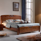 爱屋氏现代新中式实木床1.8米双人床雕花大床1.5米单人床卧室家具