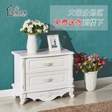 现代卧室床头柜 时尚韩式田园简约白色抽屉储物皮质床边柜家具