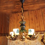 美式乡村复古树脂鹿角吊灯客厅灯餐厅灯卧室灯酒吧茶楼书房灯具