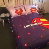 超人美国队长儿童卡通床上用品纯棉三四件套被套床单床笠1.5m1米8