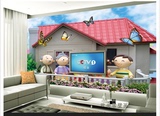 定制大型壁画3D立体壁纸儿童房电视客厅背景墙纸 相爱一家人