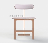简约现代不锈钢个性餐椅 玫瑰金真皮餐椅 设计师样板房靠背坐椅