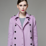 2015秋季新款欧美高端品牌正品系带双面羊绒大衣女毛呢外套长款