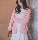 Tomnrabbit韩国正品代购女装春新款甜美粉色针织开襟衫毛衣外套