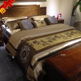 新中式古典风格天丝刺绣多件套家用床品 高端样板间定制床上用品