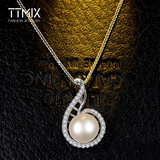 Ttmix925银淡水珍珠项链母亲节礼物送妈妈锁骨短款大气百搭吊坠女