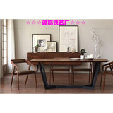 包邮创意复古实木餐桌椅组合铁艺书桌会议办公桌简易时尚工作台桌