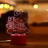 装饰3D灯KT猫夜灯遥控触摸小台灯LED创意女生生日礼物USB个性