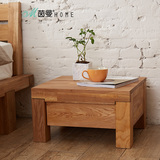 茵曼home 厂家直销创意简约环保免漆实木橡木 一抽矮床头柜