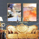 赵无极抽象油画现代客厅二联装饰画欧式简约有框壁画手绘酒店挂画