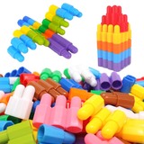 周岁幼儿园早教拼插积木玩具桶装加厚大颗粒子弹头儿童益智 3-6