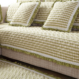 欧式沙发垫布艺坐垫加厚防滑定做圆形贵妃拐角沙发垫子绿色秋冬季